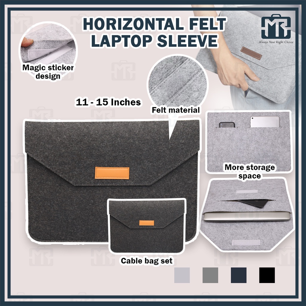 (11-15 inch)MR Horizontal Felt Laptop Sleeve Bag Pocket Waterproof Protective Case fashion Macbook Office Study毛毡电脑包保护
