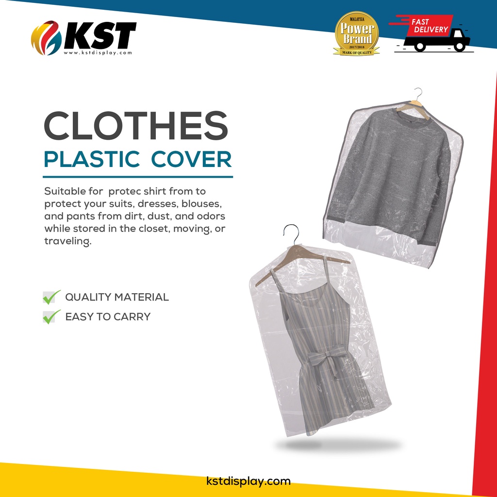 High Quality Disposable Plastic Dust Cover Clothing Storage Bag Coat Dress Dry Cleaning Ready Stock 1PCS