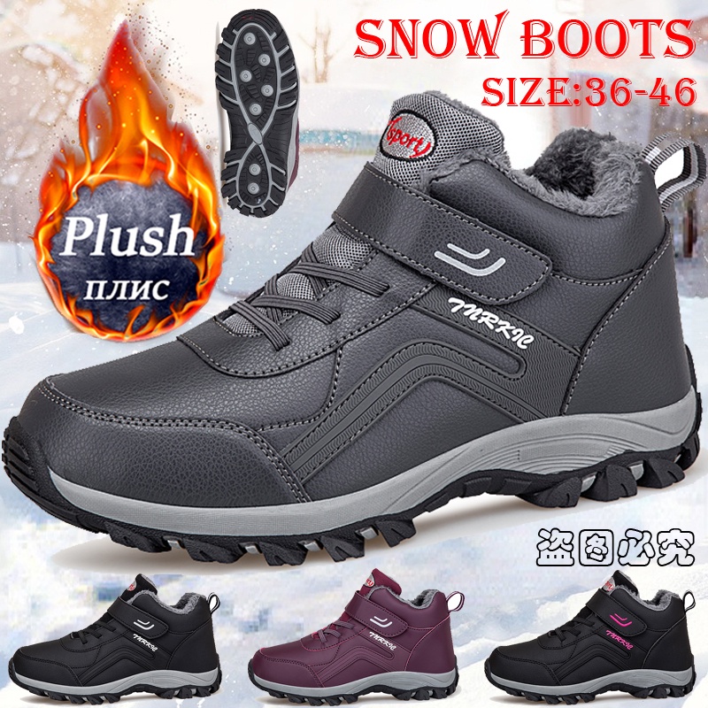 New Mens Womens Anti-Fatigue Winter Snow Boots Warm Waterproof Fur Lined Non Slip Leather High Top Ankle Boots Hiking Climping Booties Outdoor Sports Shoes Unisex Work Casual Cott