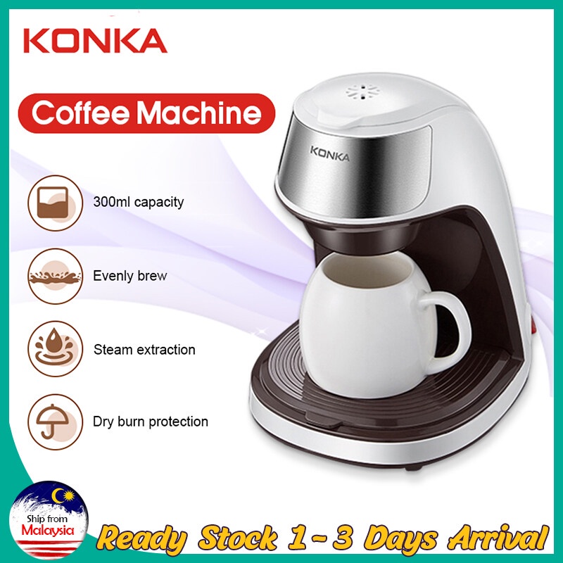 Malaysia 3 plug KONKA American Coffee Machine Automatic Dripping Coffee Maker Brew Tea Coffee Powder