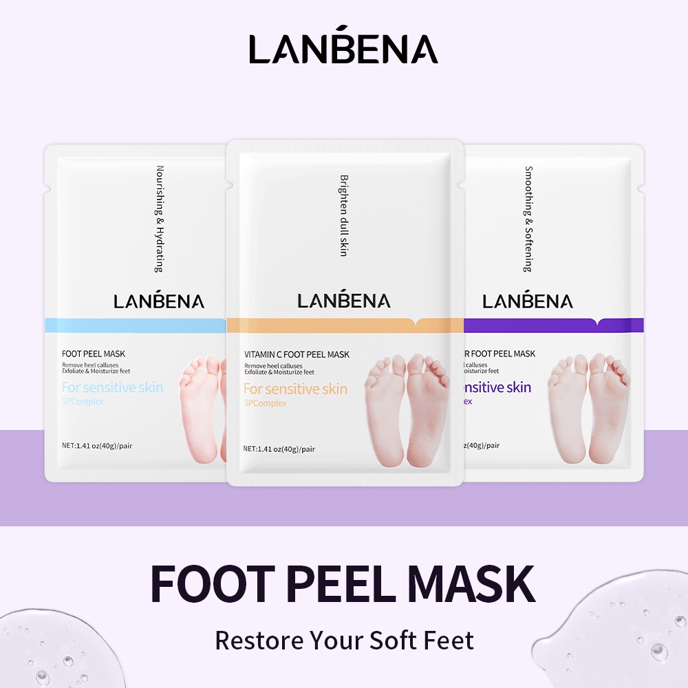 LANBENA Foot Peel Mask Only Need One Pair Remove Dead Skin Thoroughly in 2-7 Days Foot Mask Peeling Cuticles Heel