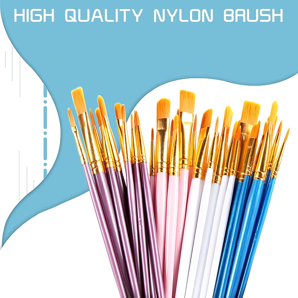 10pcs Nylon Hair Paint Brush Set Bulk for All Purpose Oil Watercolor