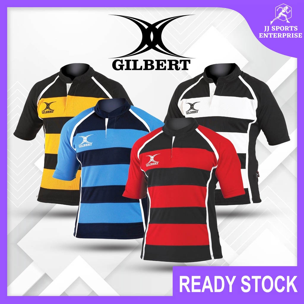 Gilbert Xact Shirt Hoops Rugby Clothing Rugby Shirt Eyelet Polyester Fabric Shirt Rugby Jersey Ragbi