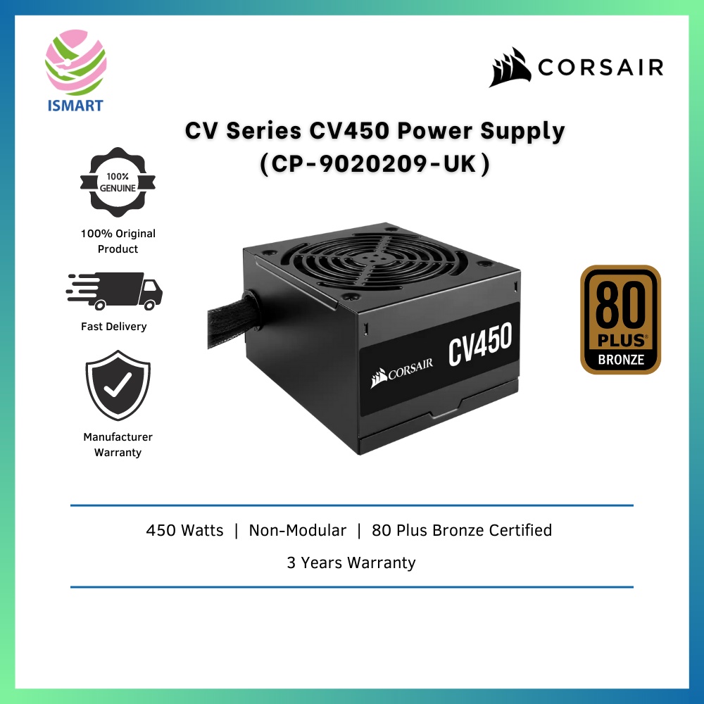 Corsair Power Supply CV Series CV450 CP9020209UK 450 Watt 80 Plus