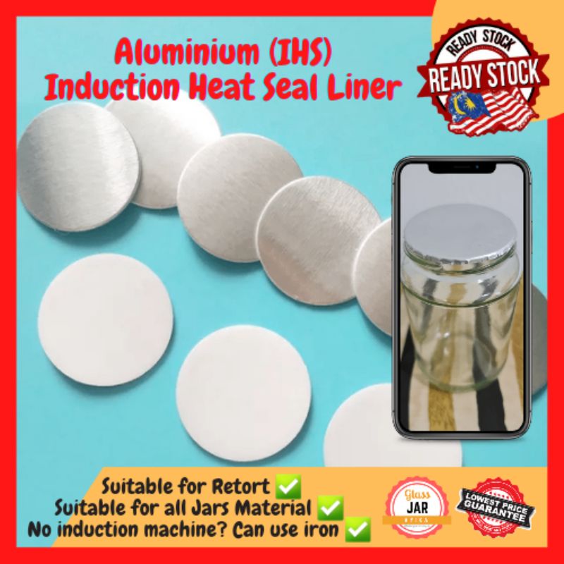 [20pcs/50pcs/100pcs] 63mm Aluminium Induction Heat Seal Liner Glass Jar