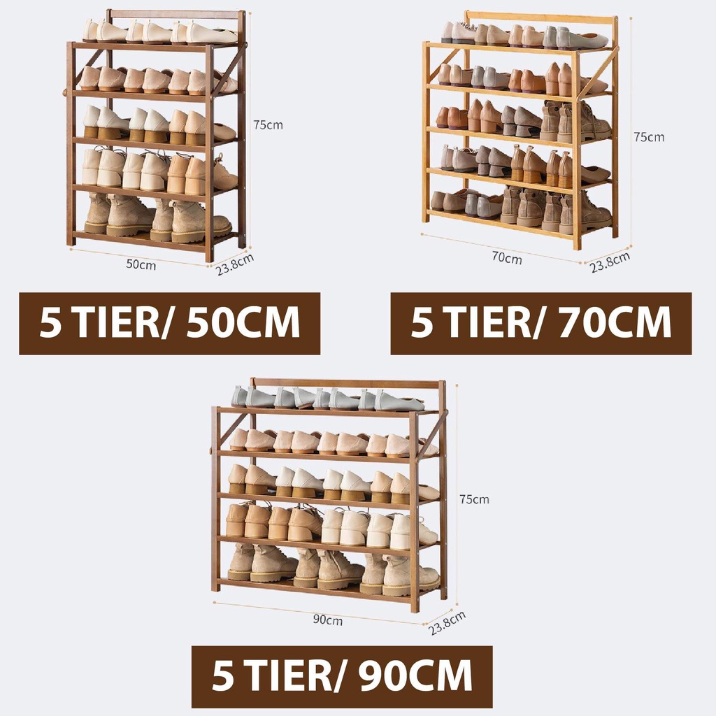 FREE GIFT  3/5 Layers Tiers Shoe Rack Wooden Foldable Portable Multifunctional Organizer {SELLER}