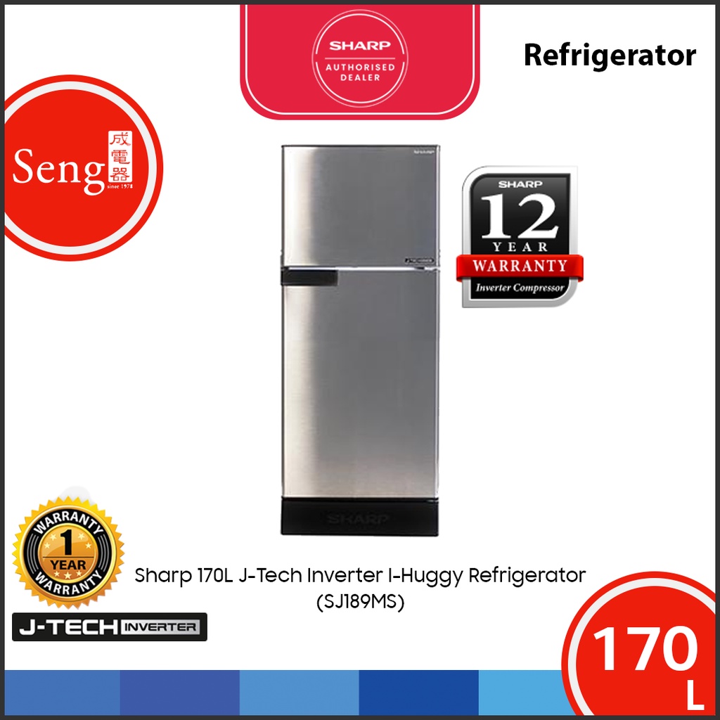 Sharp 170L JTech Inverter IHuggy Refrigerator SJ189MS Shopee Malaysia