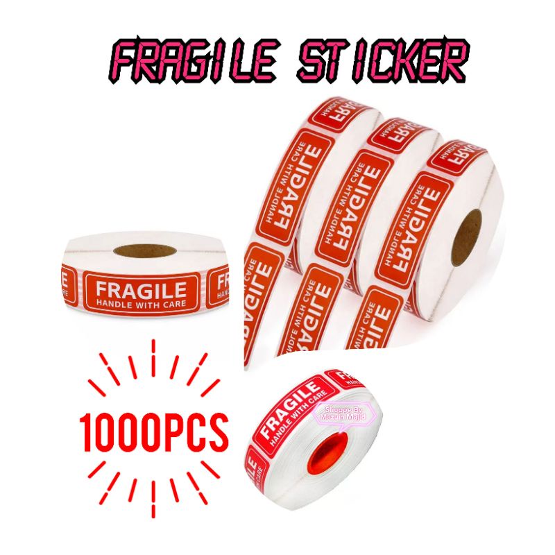 1000PCS FRAGILE Sticker Handle with Care Stiker Roll Label Ready Stock