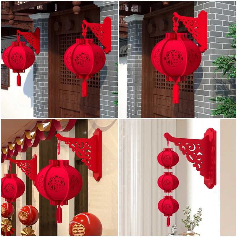 2024 CNY Non-woven Hollow Lantern Spring Festival Red Lantern Waterproof Traditional New Year Home Decor