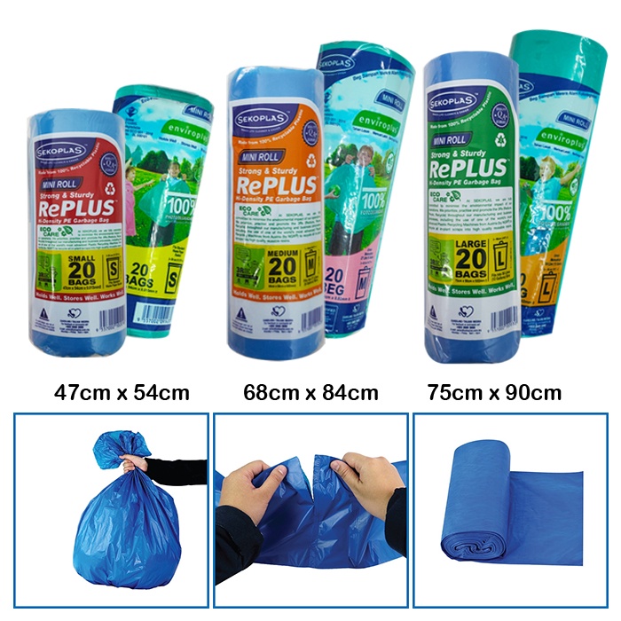 BBD (S/M/L) SEKOPLAS Replus Mini Garbage Bag Roll 20 Pcs Eco Friendly Plastic Bag Plastik Sampah L91