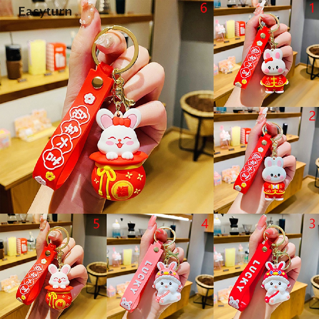 Easyturn Chinese Zodiac Animals Key Chain 2023 New Year Keychain Rabbit