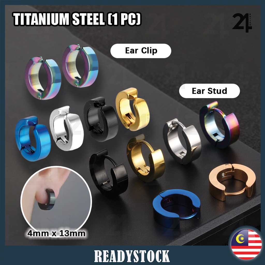 (2 pcs)TITANIUM STEEL Earrings  EAR CLIP Men Fashion  Ear Stud Cuff Hoop Fake Jewellery 韩风抖音潮流钛钢耳夹男士假耳钉男女磁铁假耳扣耳钉男女耳环鼻环