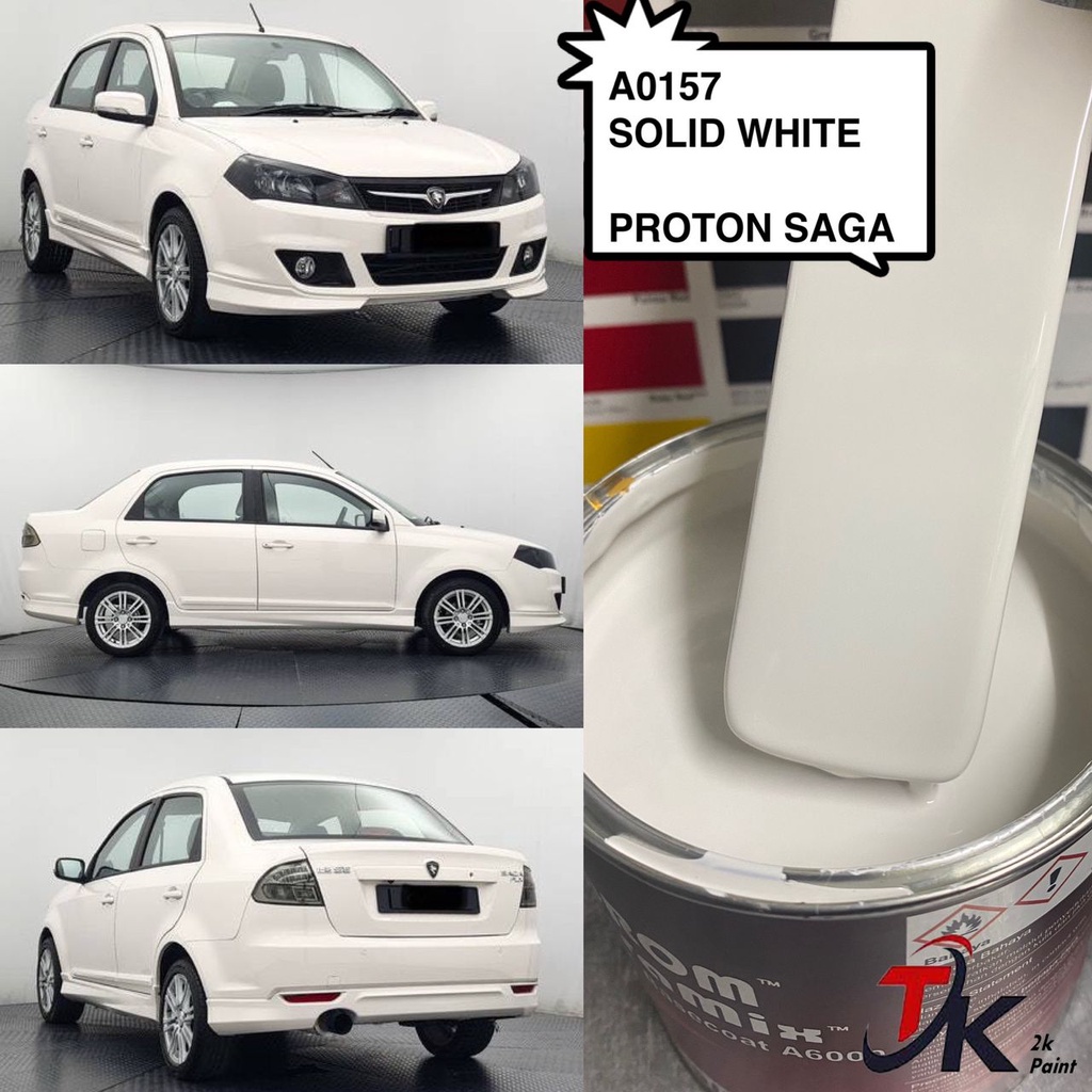 A0157 SOLID WHITE PROTON SAGA 2K PAINT/FAST DRY/CAR PAINT/CAT
