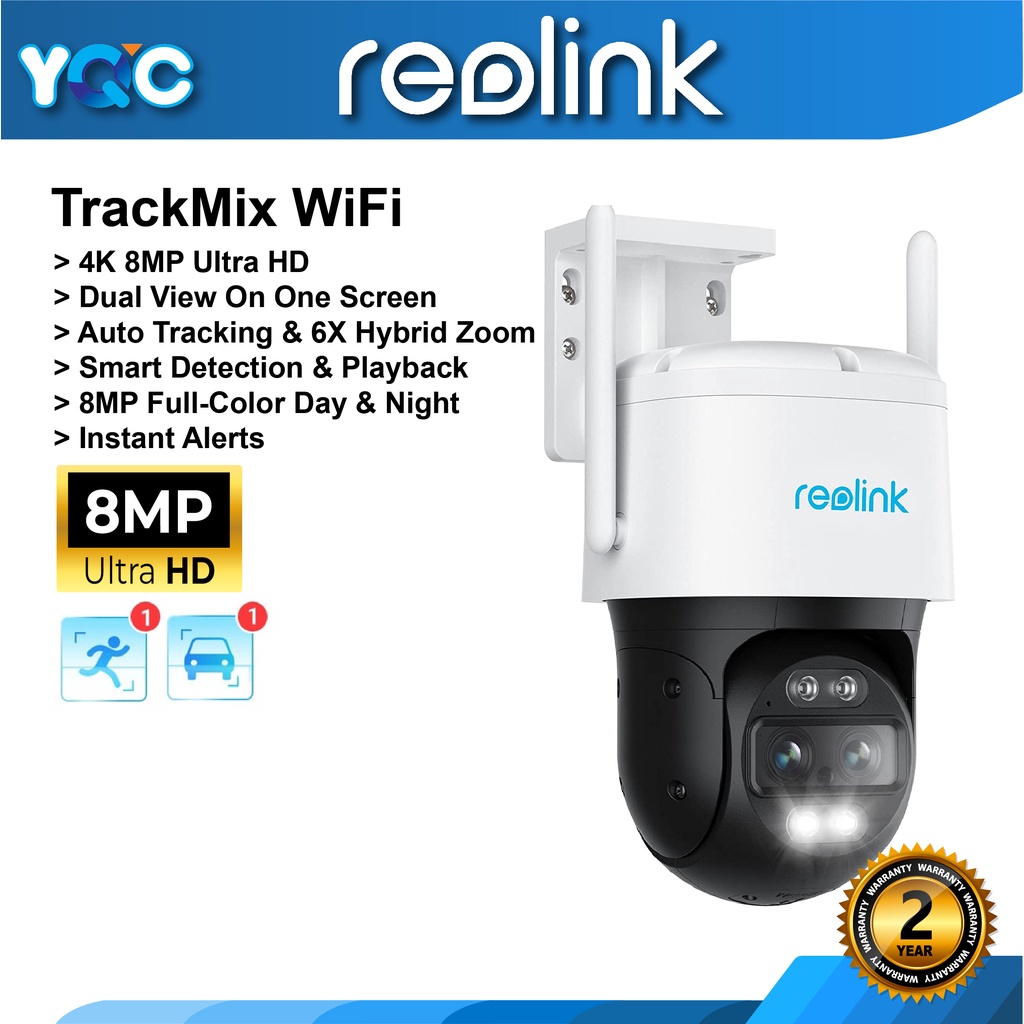 Reolink TrackMix WiFi 4K 8MP Dual Lens Outdoor Security Camera, PTZ ...