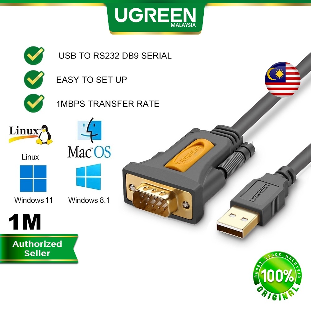 UGREEN USB 2.0 to RS232 DB9 Serial Cable Male A Converter Adapter PL2303 Chipset PDA 9 DB9 in