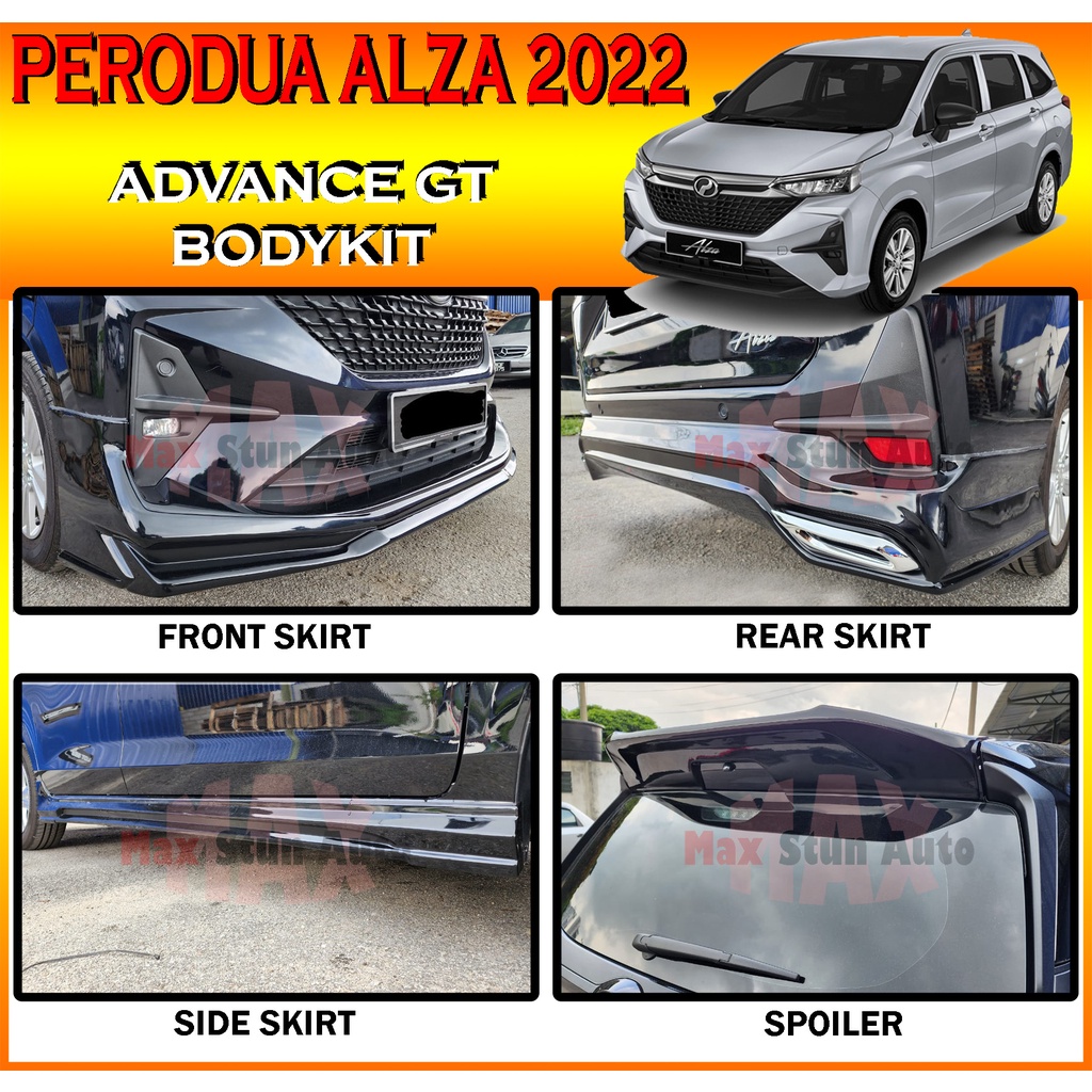PERODUA ALZA 2022 ADVANCE GT BODYKIT NEW ALZA BUMPER SKIRT LIP CAR BODYKIT FRONT SKIRT SIDE