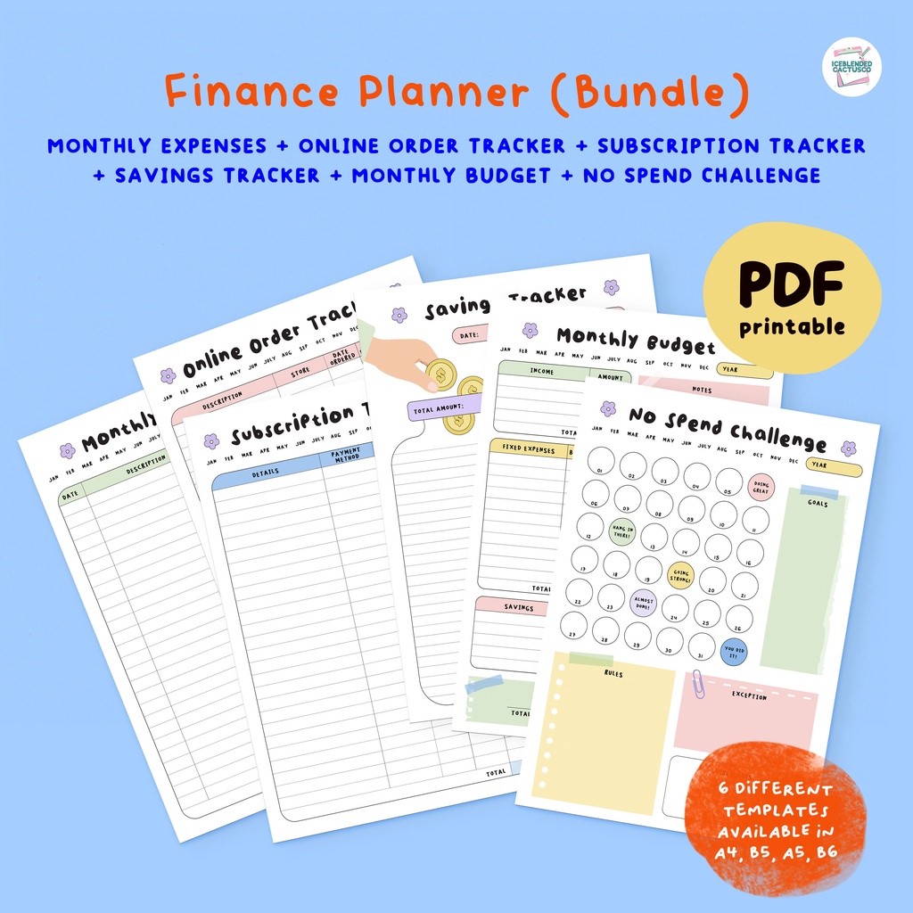 (Series B) Finance Budget Planner - Expenses/Savings Tracker (Undated)[Printable PDF] for Tablet/Printing