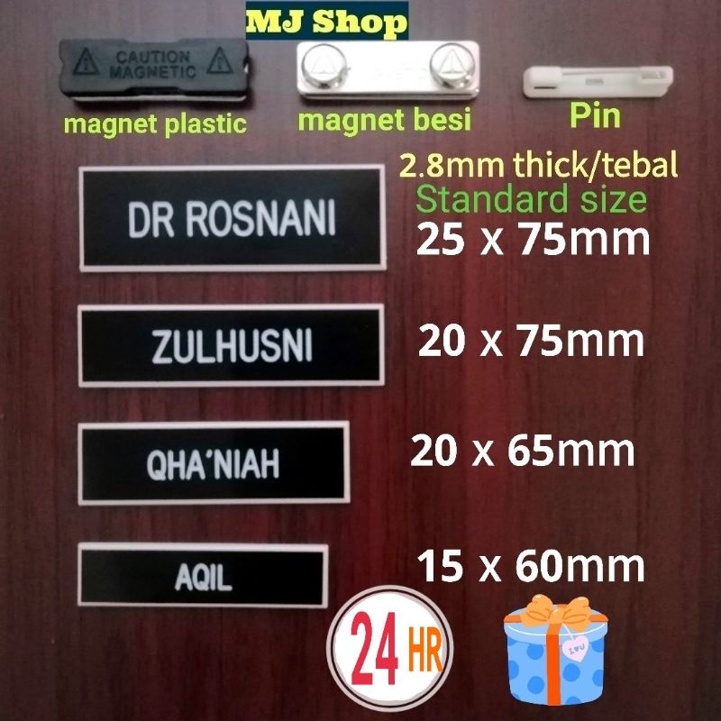 Engraving Name Tag MANGET/ PIN sekolah cikgu, murid, kakitangan kerajaan#《24 HOUR ship out》
