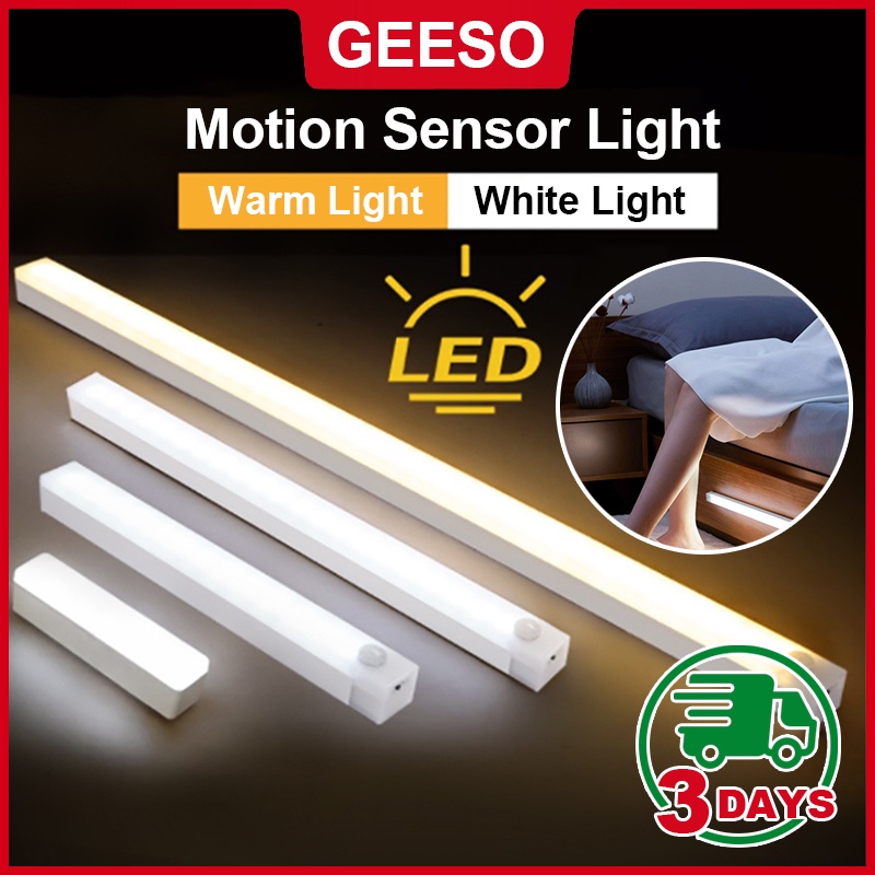 GEESO Motion Sensor Light LED Bar Night Light USB Rechargeable for Cabinet Corridor Bedroom Toilet Kitchen Stairs by Home Genie