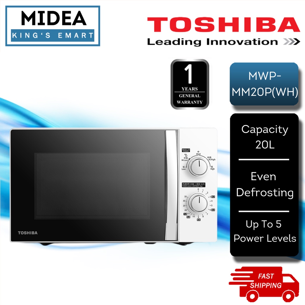 Toshiba 20L Microwave Oven with Defrost Function MWP-MM20P(WH)