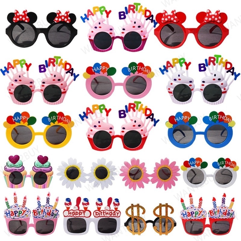 Tik Tok Funny Happy Birthday Glasses Mickey Party Selfie Beach Sunglasses Celebration Cermin Mata Foto Hari Jadi 生日派对眼镜