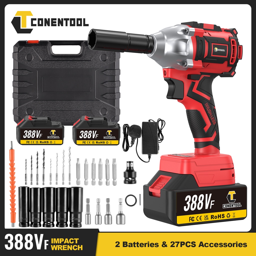 CONENTOOL dual purpose 388V Electric Impact Wrench 27 pieces of