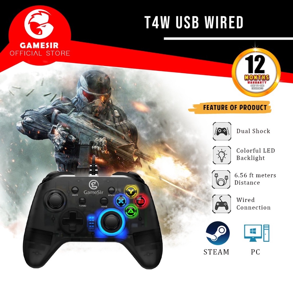 GameSir T4w USB Wired Gaming Controller Gamepad with Asymmetric and ...