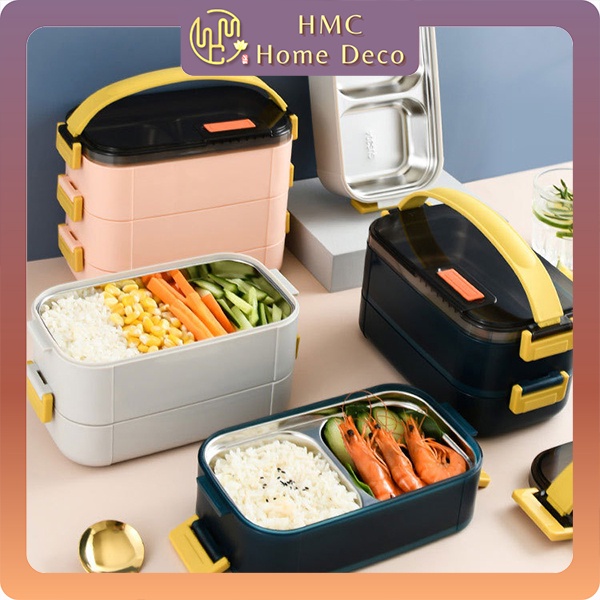 HMC Portable Lunch Box 304 Stainless Steel Bento Box Thermal Food ...