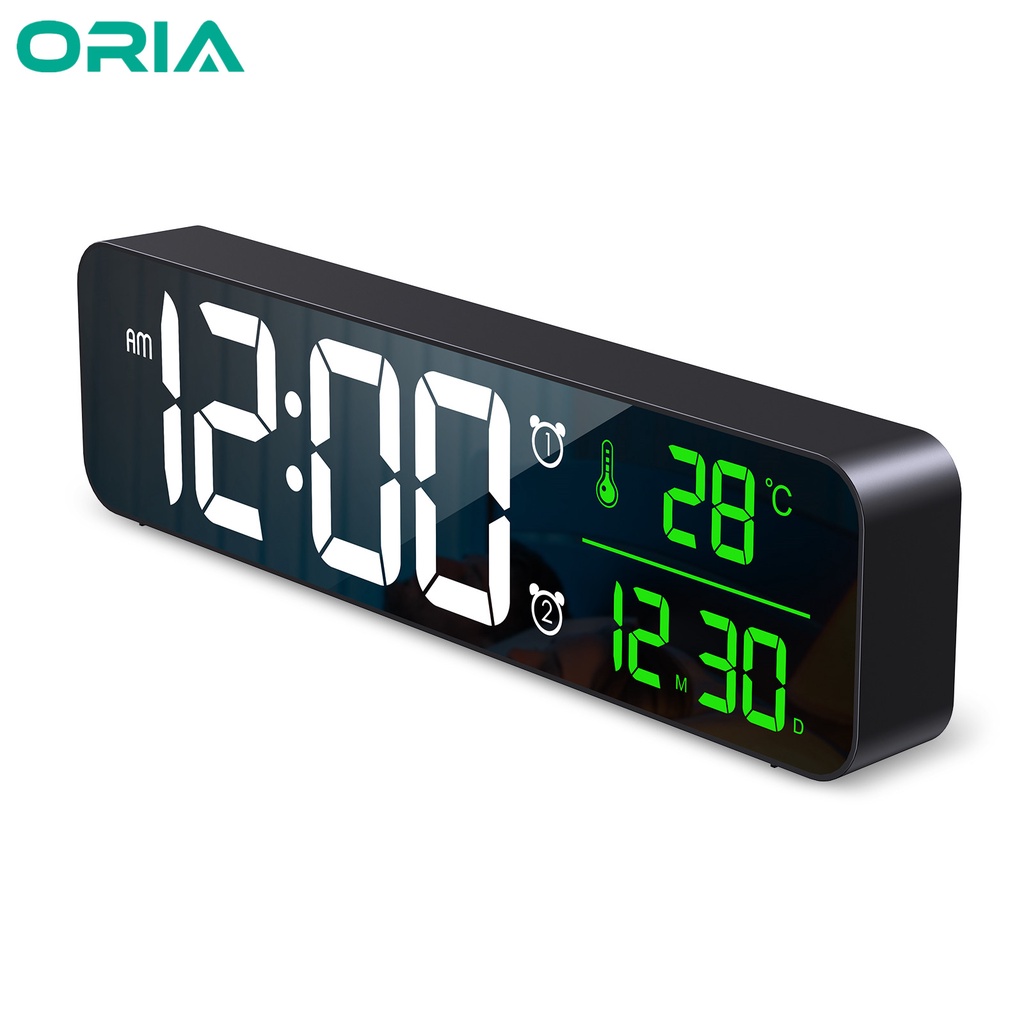 ORIA USB Powered LED Digital Alarm Clock with Temperature Display