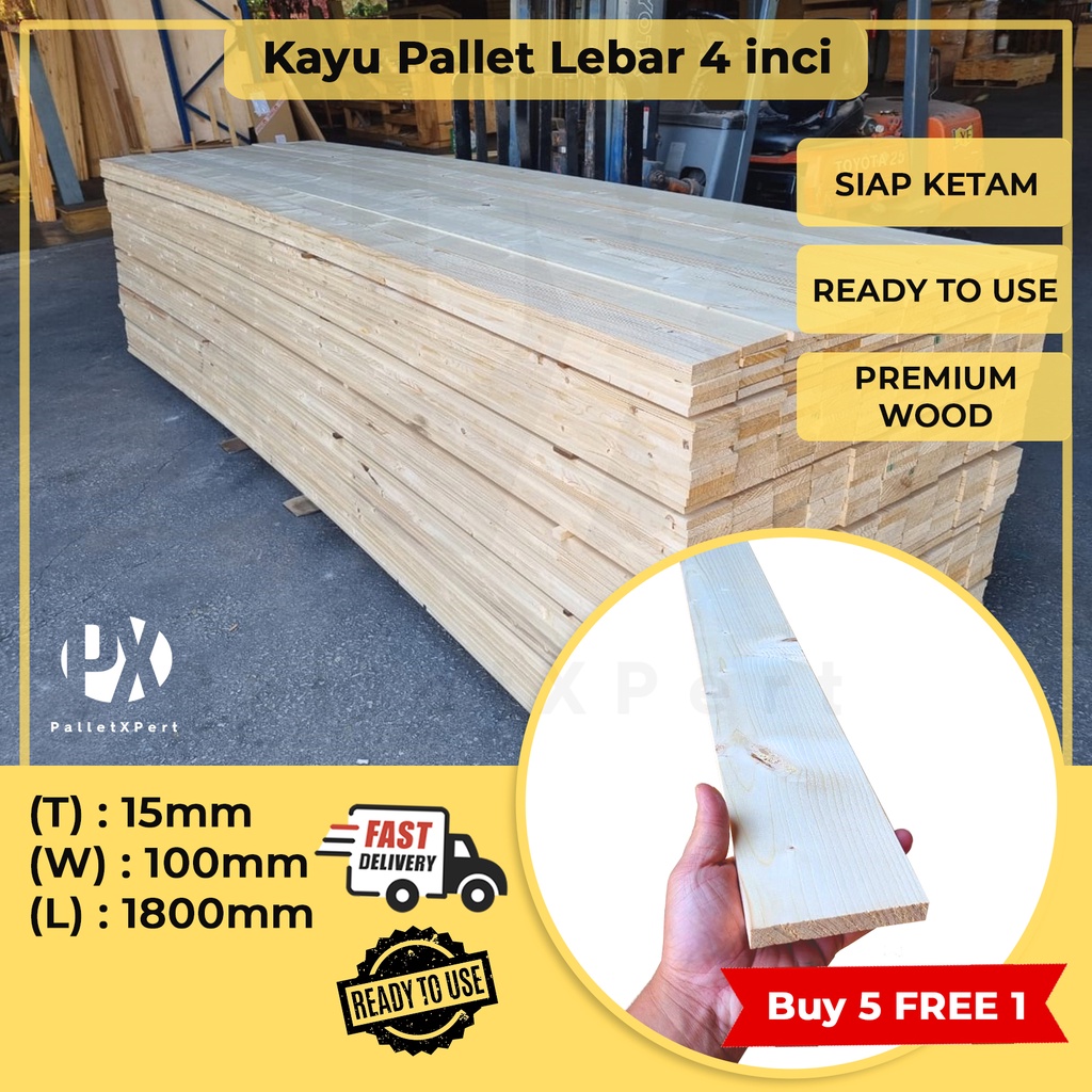 Kayu Pallet Pine Lebar 4 inci papan kayu pine DIY Siap Ketam Cheap