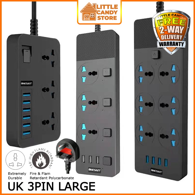 Universal 3/6 Power Socket Extension With USB Ports Power Strip Surge