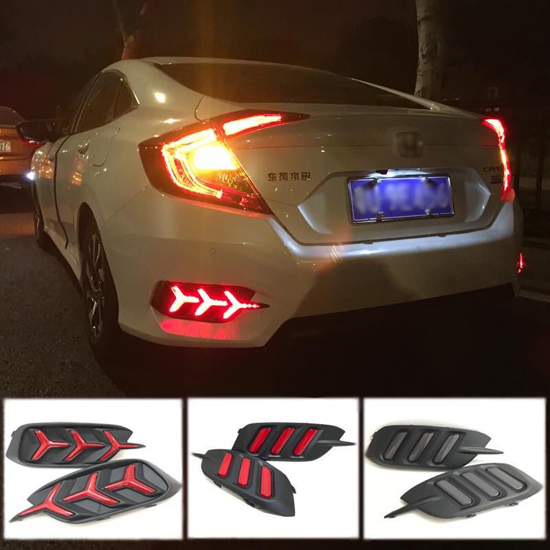 Honda Tenth Generation Civic Mustang Rear Bar Lights Modified Led Tail Lights Bumper Warning