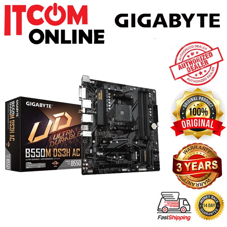 GIGABYTE AMD B550 B550M DS3H AC AM4 MOTHERBOARD | Shopee Malaysia