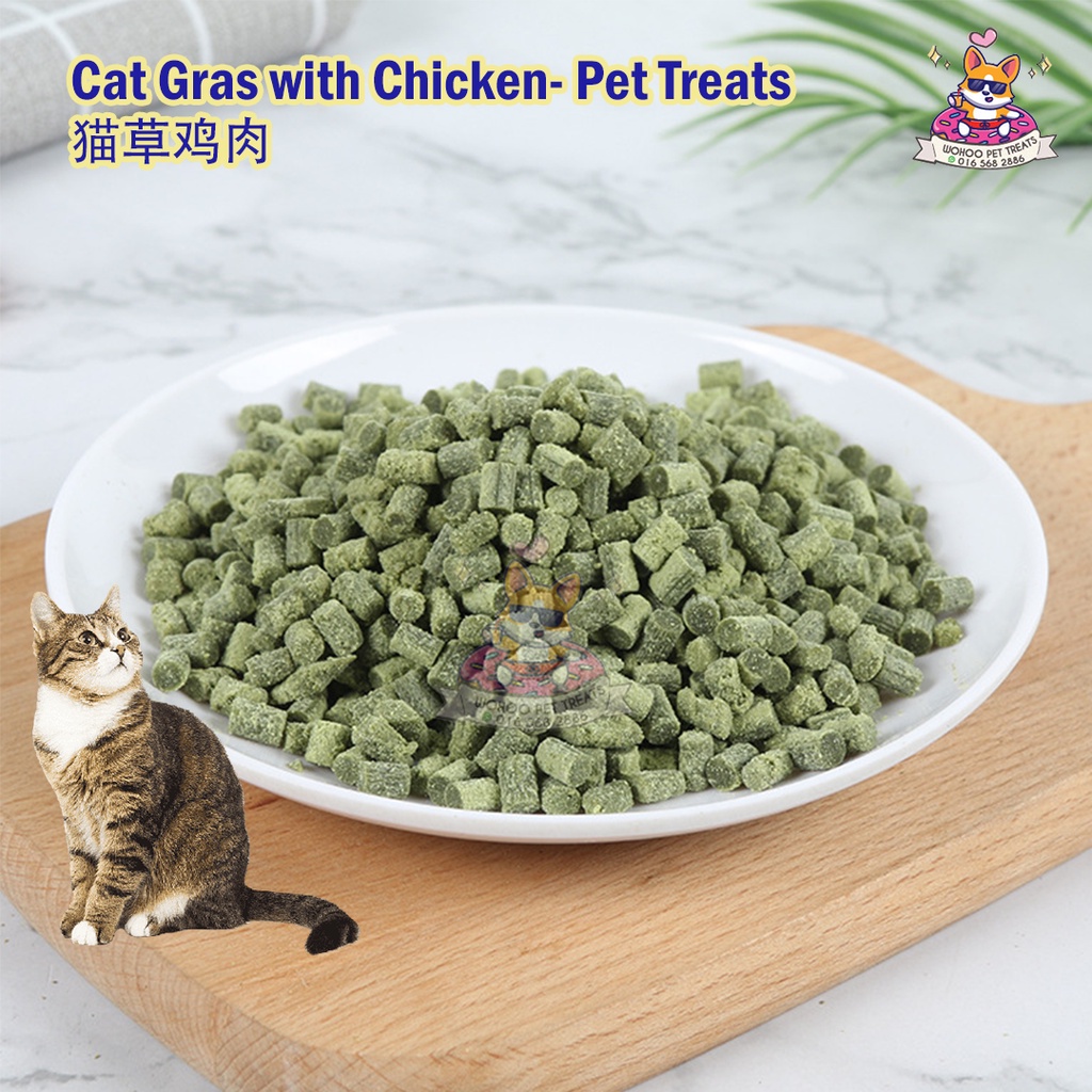 Freeze Dried Cat Grass with Chicken Nutritious Cat Treats Remove