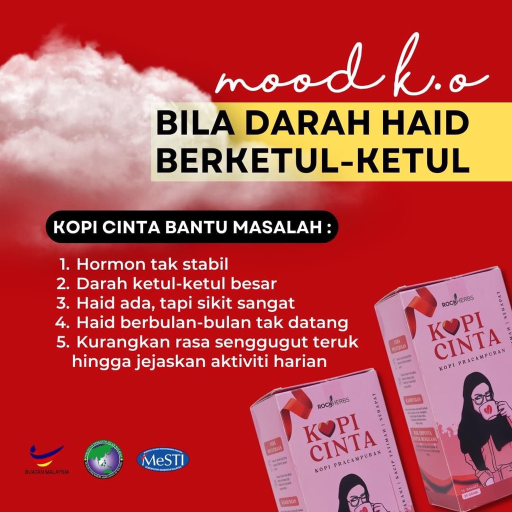 Minum Kopi Cinta Masalah Haid Berketulketul dan Sengugut Boleh Diatasi