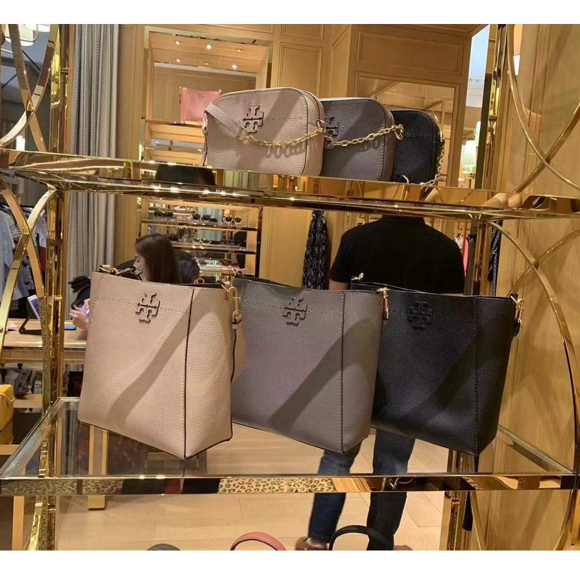 👉Ready Stock 🎉Tory Burch MCGRAW HOBO solid color leather bucket bag  handbag shoulder bag 914 | Shopee Malaysia