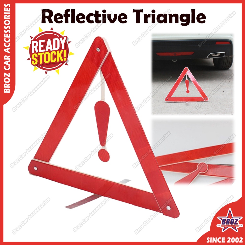 Foldable Emergency Vehicle Safety Stop Sign Reflective Triangle Stand Avoid Accident Amaran Segi Tiga DIY PVC