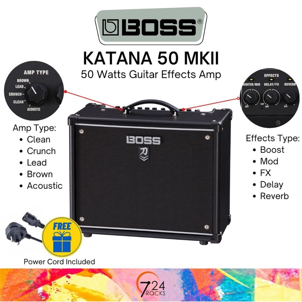 Boss Katana Amp Boss KATANA50 MkII 50watts 1x12 COSM Combo Guitar