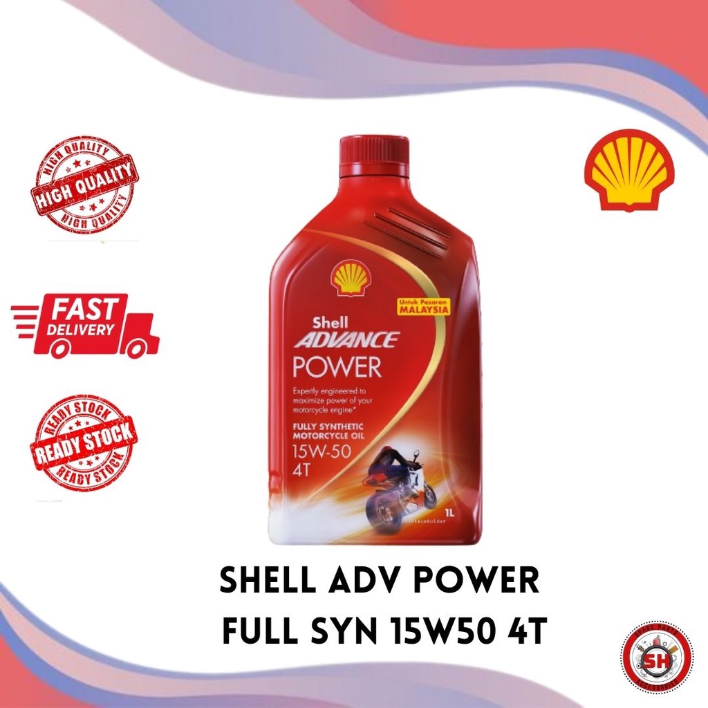 Shell Advance 15W50 4T Power (15W-50) Fully Synthetic Motorcycle Engine ...