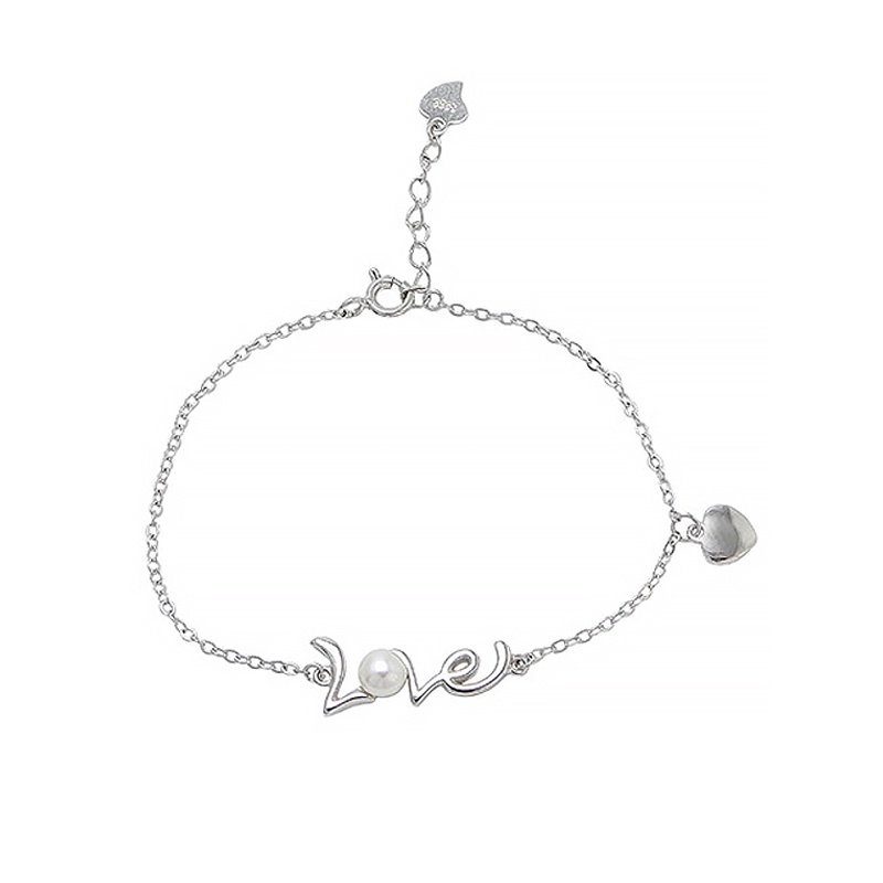 Silver bracelet with youthful stylized Love letters with luxurious ...