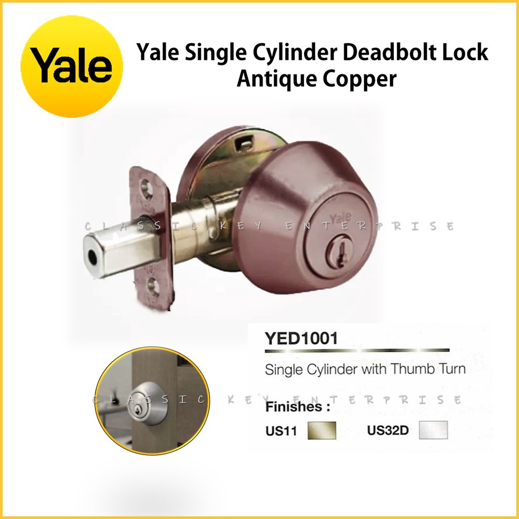 Yale Single Cylinder Deadbolt Lock Antique Copper Shopee Malaysia