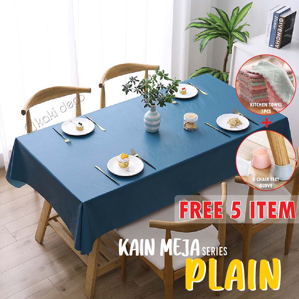 PVC Table Cloth Pure Color⭐Water Proof Table Cover Kain Meja Alas Meja