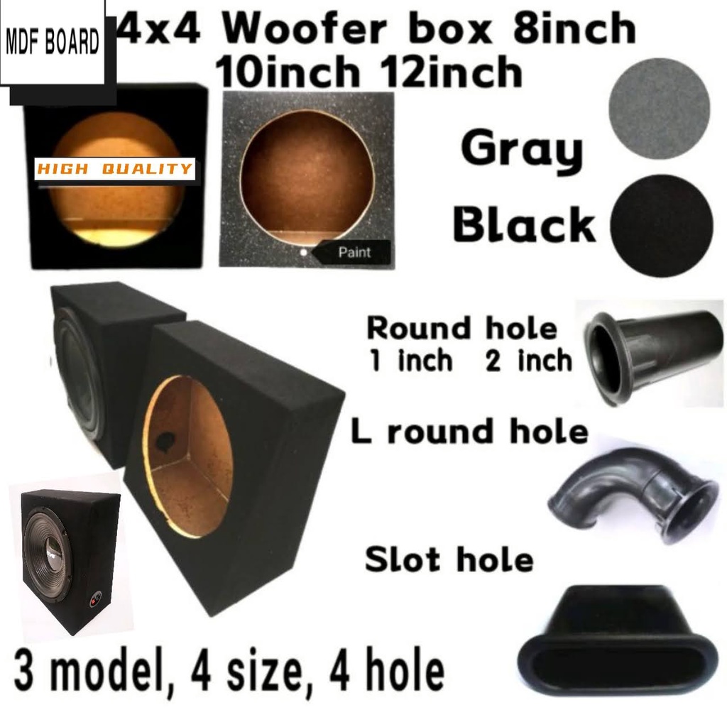 ALIBABA 4x4 Woofer box 15mm speaker box Carpet 8inch, 10inch, 12inch, WJT 500watts 12inch woofer and woofer box set