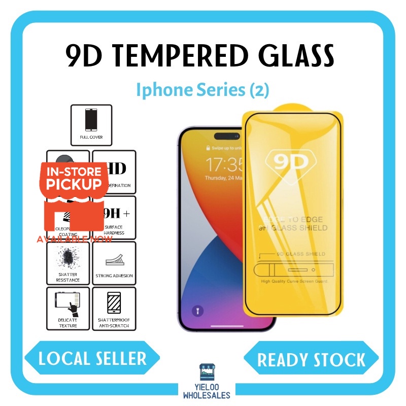 (BELI 2 PERCUMA 1) IPHONE Tempered Glass Screen Protector FULL COVER 9D 7/8/X/11/12/13/13Pro/14/15/15Plus/15Pro/15ProMax