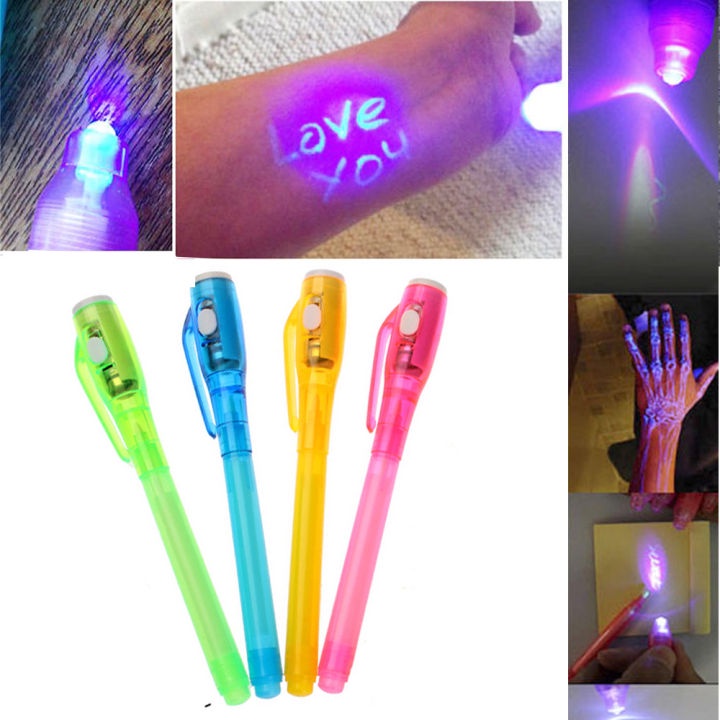 2pc Creative small gifts UV money detector pen magic invisible confidential highlighter UV pen multifunctional pen 玩具笔