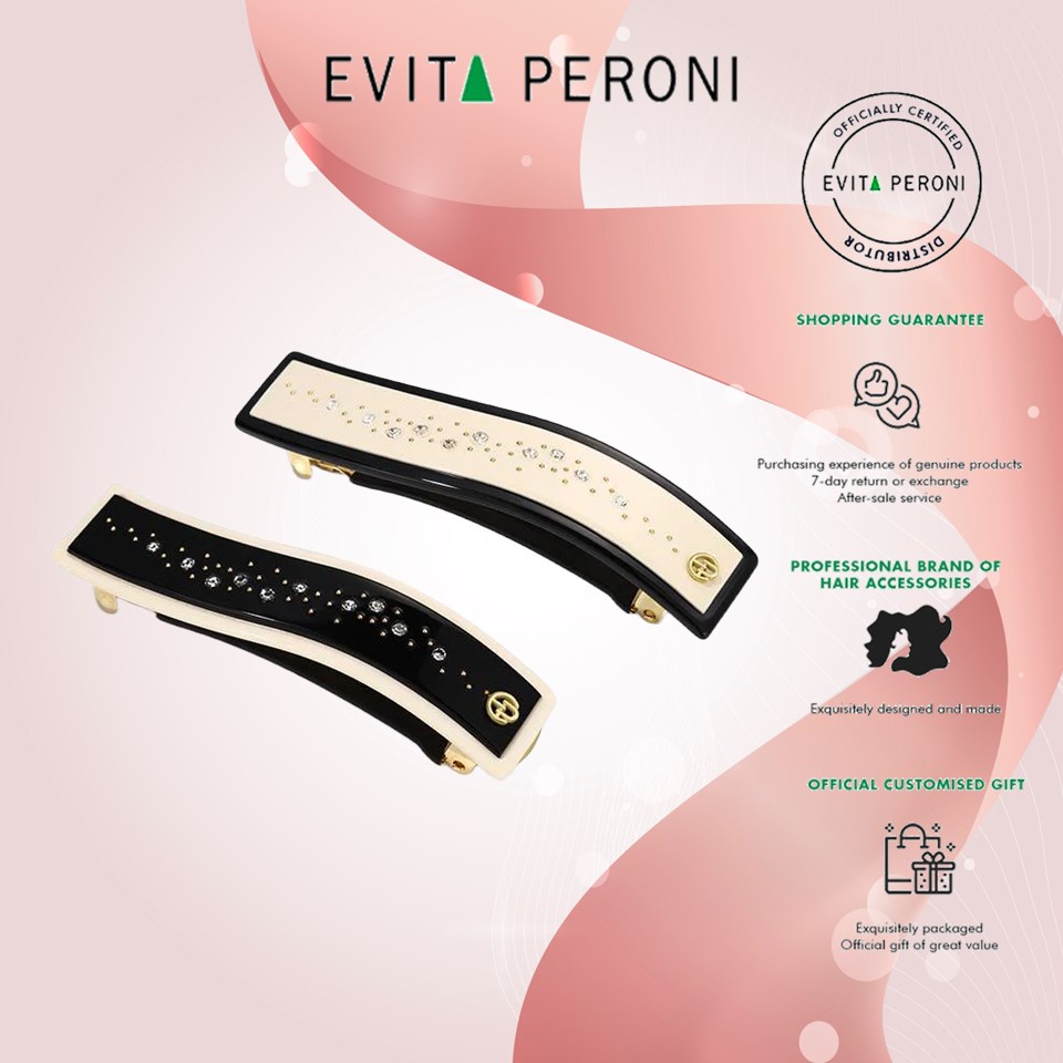 EVITA PERONI Falecia Wavy Crystal Barrette Premium Stylish Hair Clip