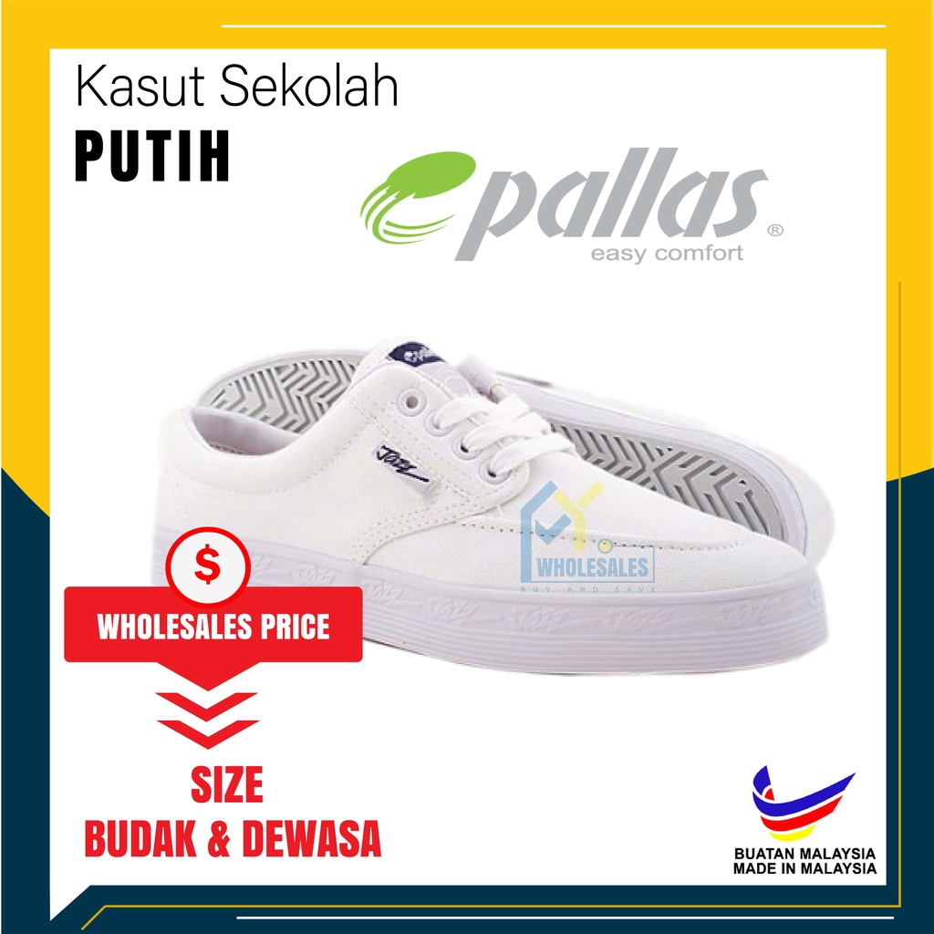 407 001w 407 101w Kasut Sekolah Jenama Pallas Jazz Kasut Putih