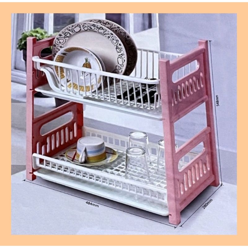 [Ready Stock] HICOOK 2 Tier Kitchen Storage Dish Rack Drying Rack Home