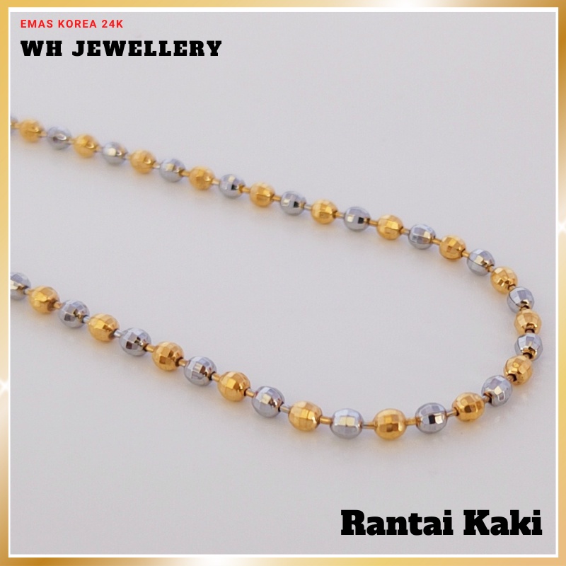 Rantai Kaki Perempuan Emas Korea 24K Gold Plated Women Anklet Gelang Kaki Wanita Rantai Kaki Boba