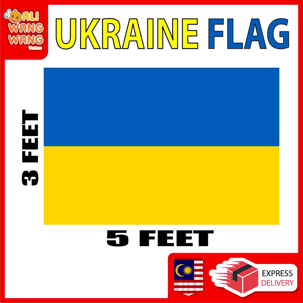 UKRAINE FLAG 3x5 FEET KAKI / READY STOCK MALAYSIA / BENDERA NEGARA UKRAINE FLAGS